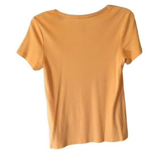 Charter Club Pima Cotton Luxury Tee Short Sleeve Crew Neck Women's Medium Orange - Picture 5 of 8